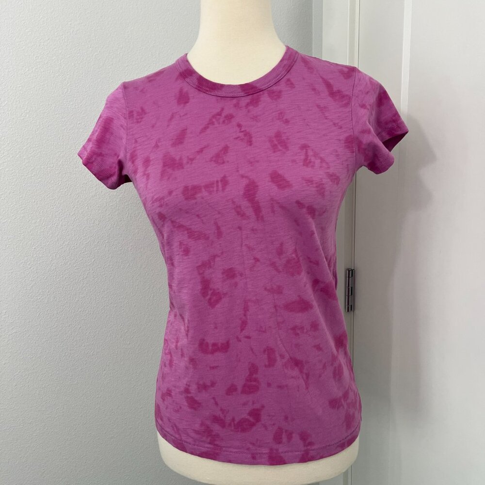 Rag + Bone XS Purple Pima Cotton Short Sleeve Tie Dye T-Shirt